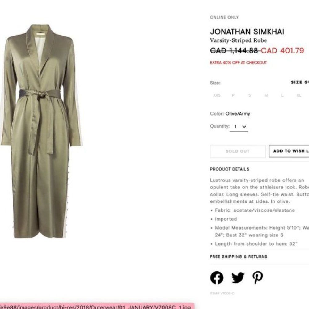 JONATHAN SIMKHAI Varsity Duster Robe - Picture 2 of 9